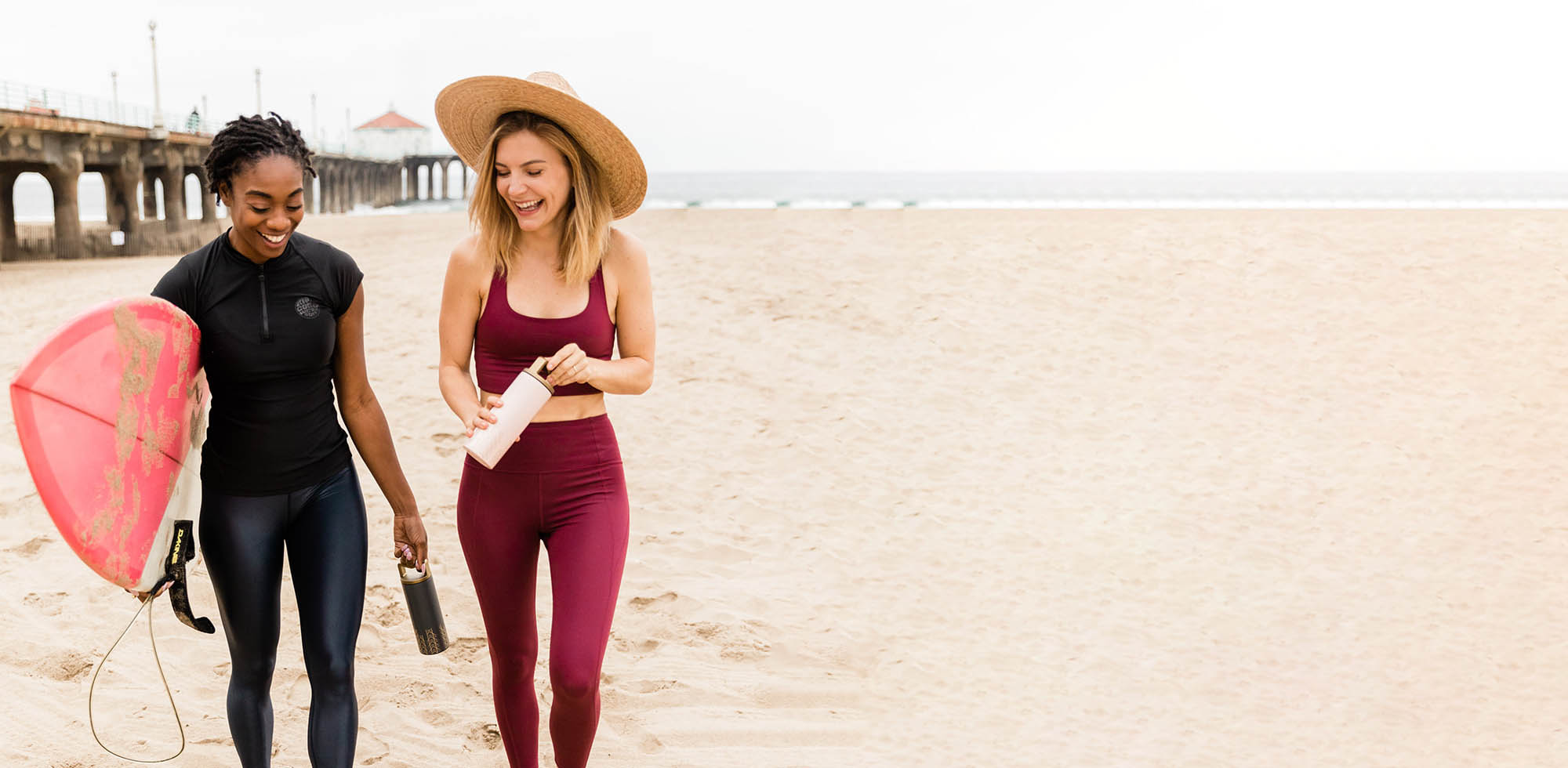 Mila's Keeper Insulated Cooler with Surfer Girl and friend on California Beach